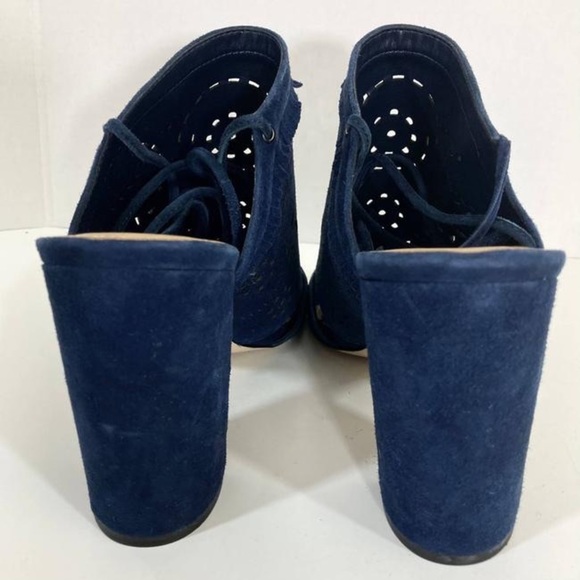 Ivanka Trump blue suede fringe lace up heels - Picture 3 of 9